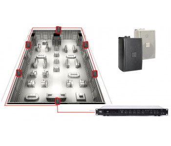 Акустическая система для магазина 6 настенных динамиков BOSCH